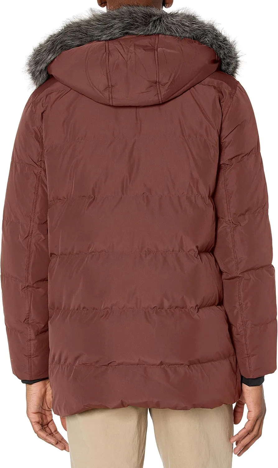 Andrew Marc Men's Gattica Down Parka Jacket with Removable Faux Fur Trimmed Hood and Bib