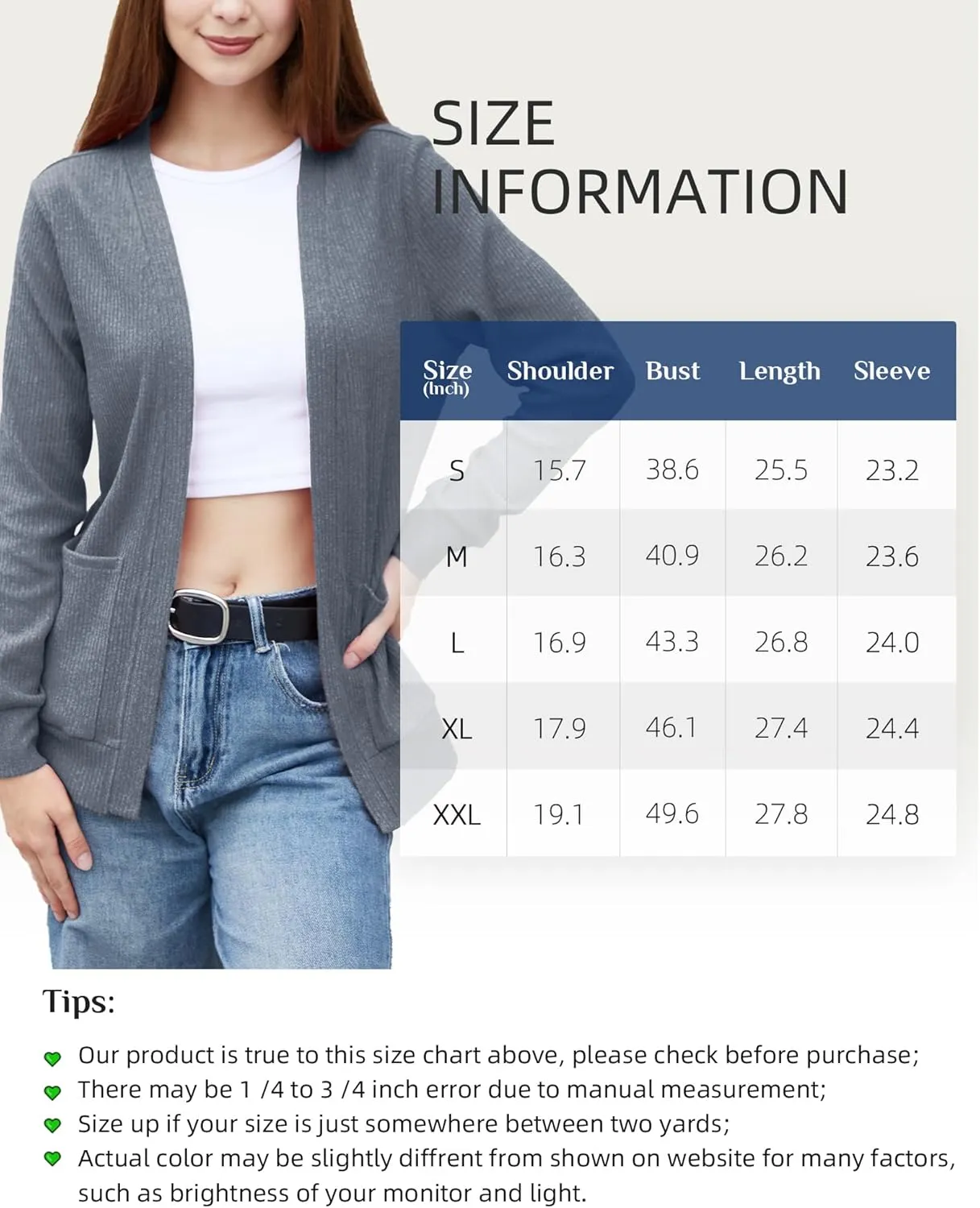 Argstar Women's Cardigan with 4 Pockets (Available in Inner Pocket)