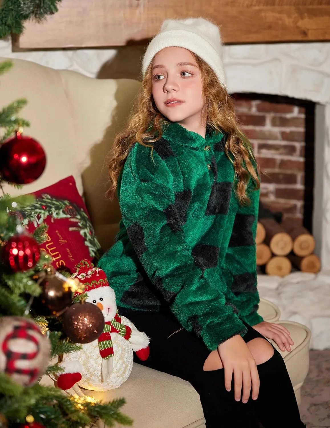 Arshiner Girls Hoodie Sherpa Fleece Pullover Hooded Sweatshirt for Girl Button Up Casual Outerwear Coat With Pockets