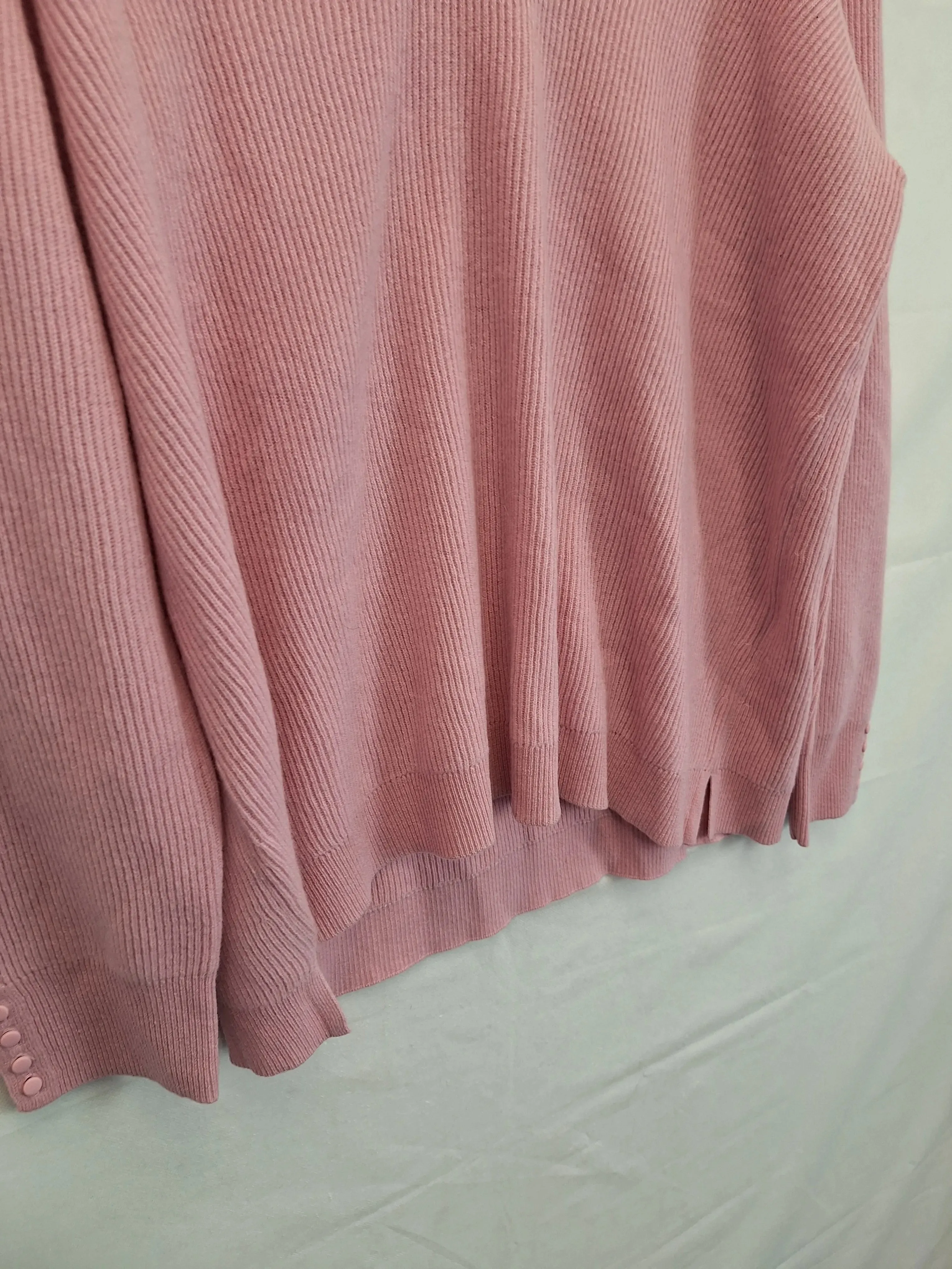 Blue Illusion Ribbed V Neck Wool Jumper Size 20