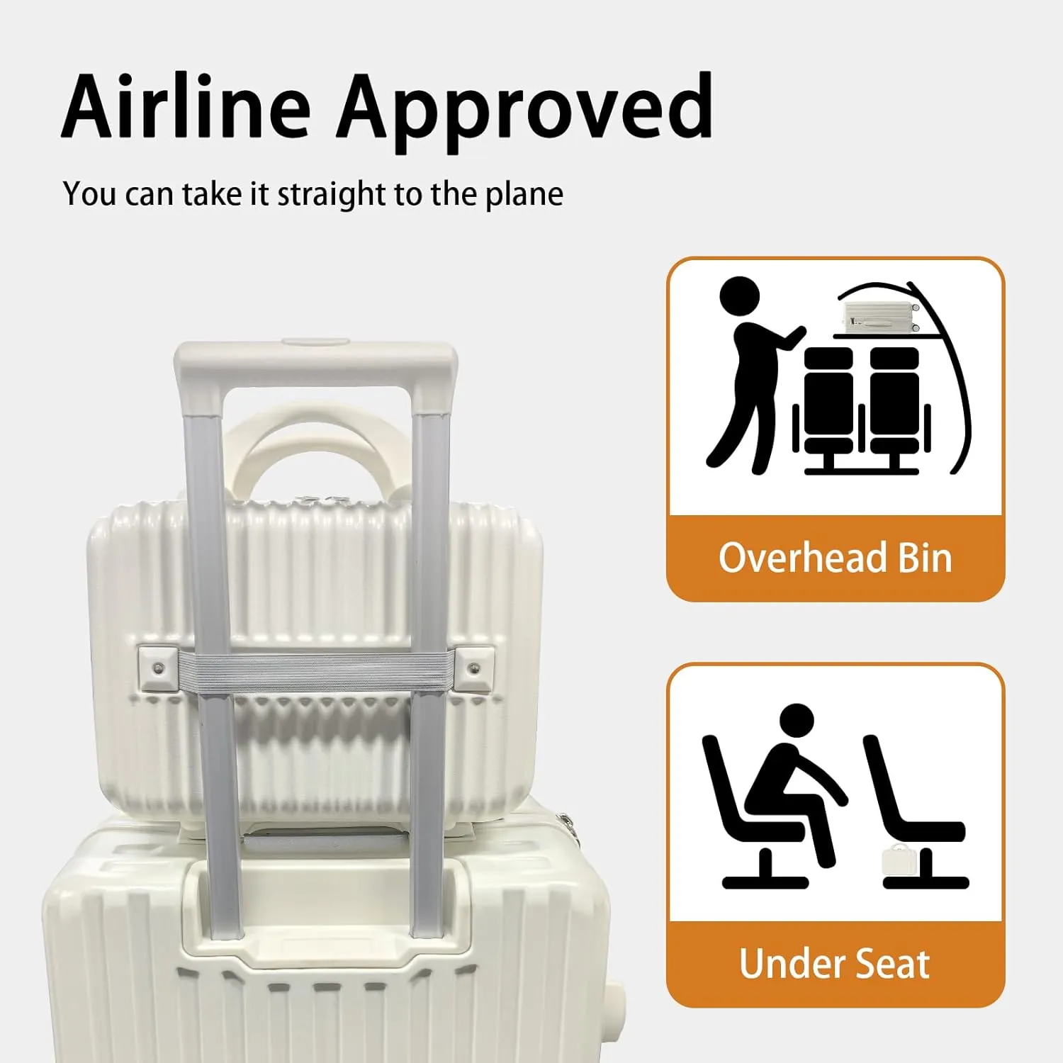 Carry on Luggage 22x14x9 Airline Approved Carry On Luggage Set,Hardside Luggage with Spinner Wheels TSA Lock PC Material (White)