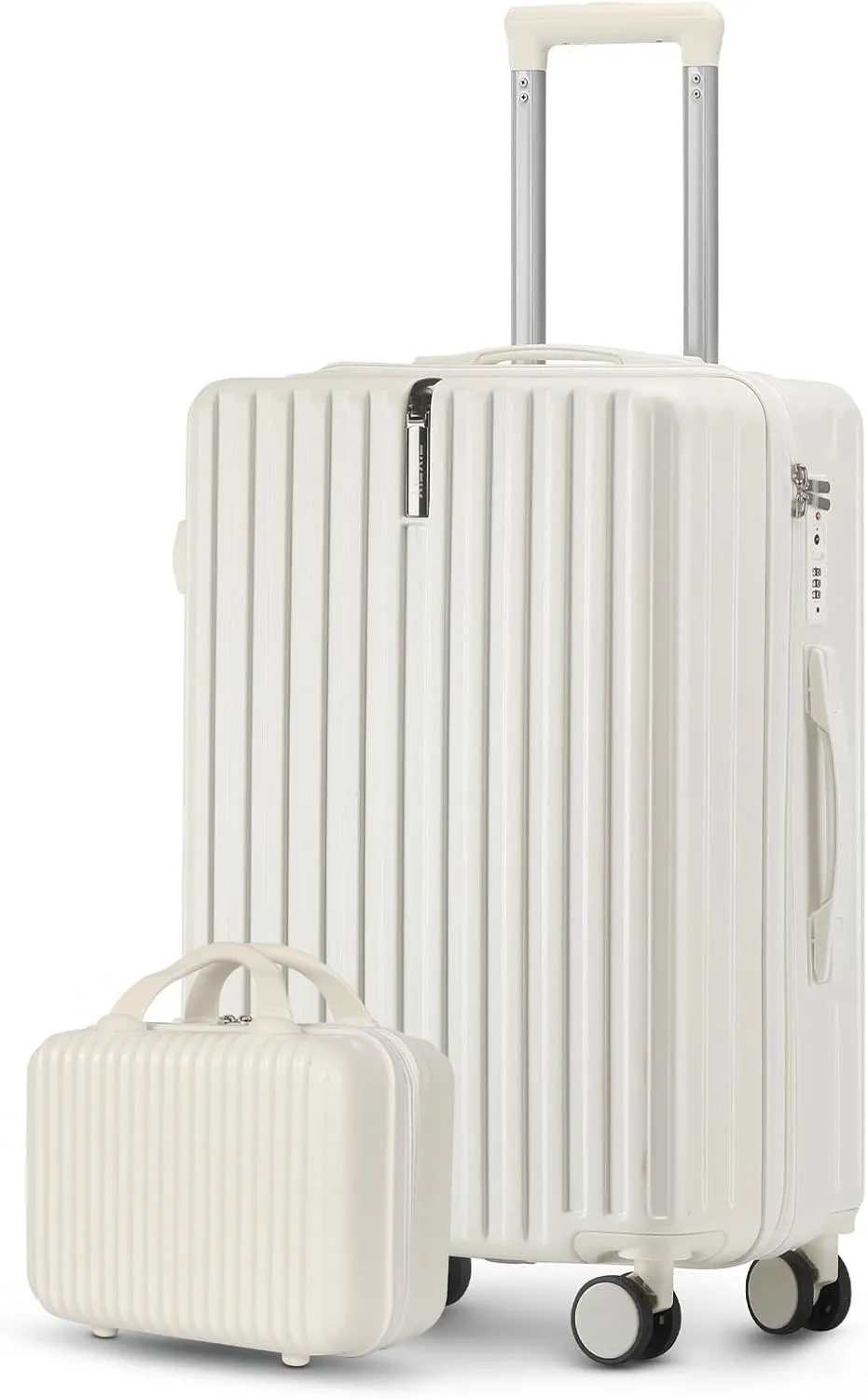 Carry on Luggage 22x14x9 Airline Approved Carry On Luggage Set,Hardside Luggage with Spinner Wheels TSA Lock PC Material (White)
