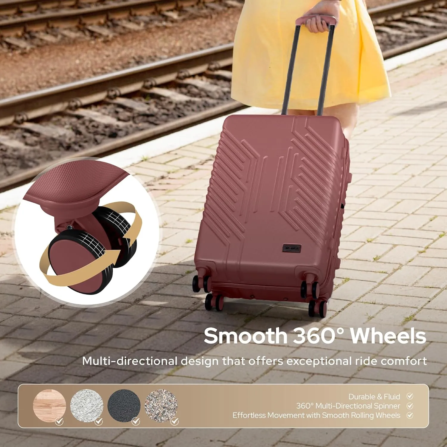Carry On Luggage, Spinner Wheels Airline Approved 22 inch Lightweight Expandable Hard-shell Suitcase with Built-in TSA Lock and USB Port, Burgundy