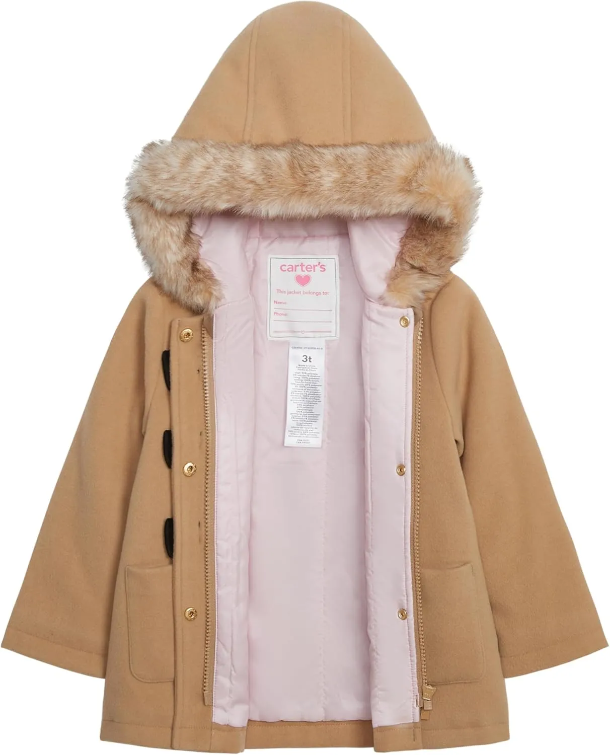 Carter's Girls' Faux Wool Winter Dress Coat