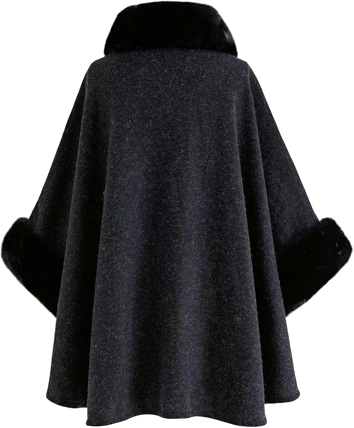 CHICWISH Women's Oatmeal/Grey/Black/Pink Self-Tie Bowknot Faux Fur Poncho