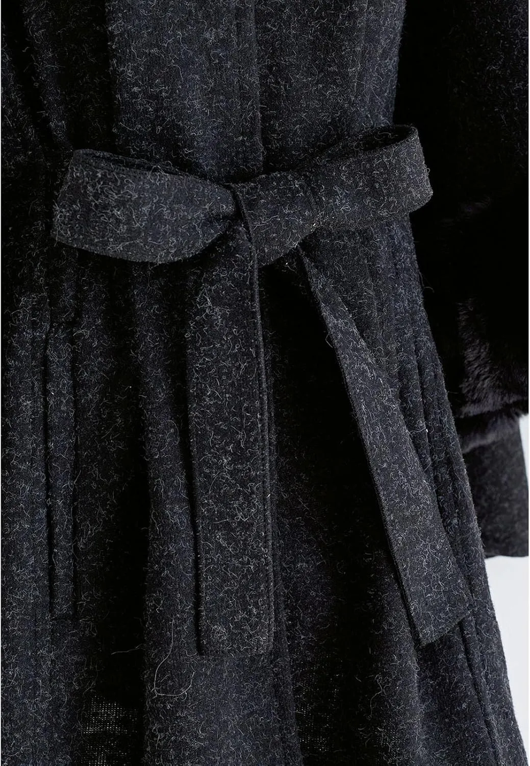 CHICWISH Women's Oatmeal/Grey/Black/Pink Self-Tie Bowknot Faux Fur Poncho