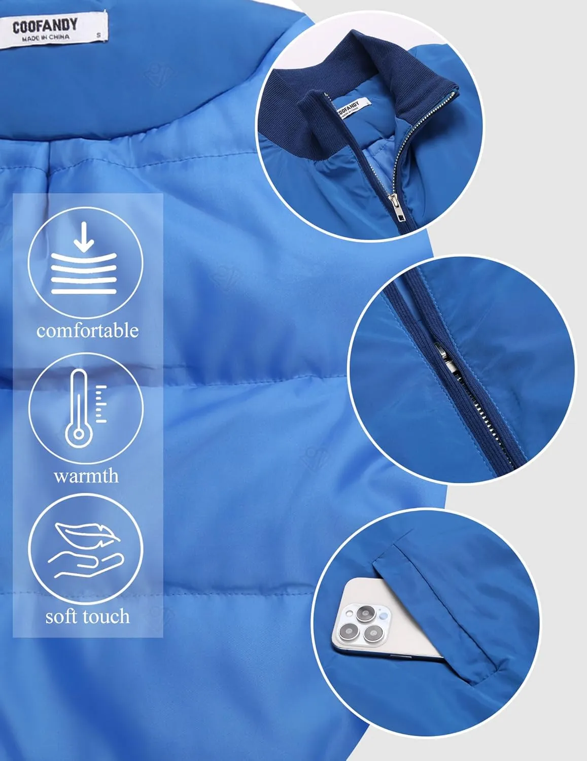 COOFANDY Men's Casual Outerwear Vests Padded Sleeveless Jacket Winter Outdoor Warm with Pockets