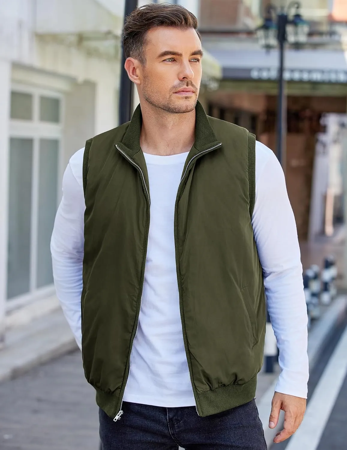 COOFANDY Men's Casual Outerwear Vests Padded Sleeveless Jacket Winter Outdoor Warm with Pockets