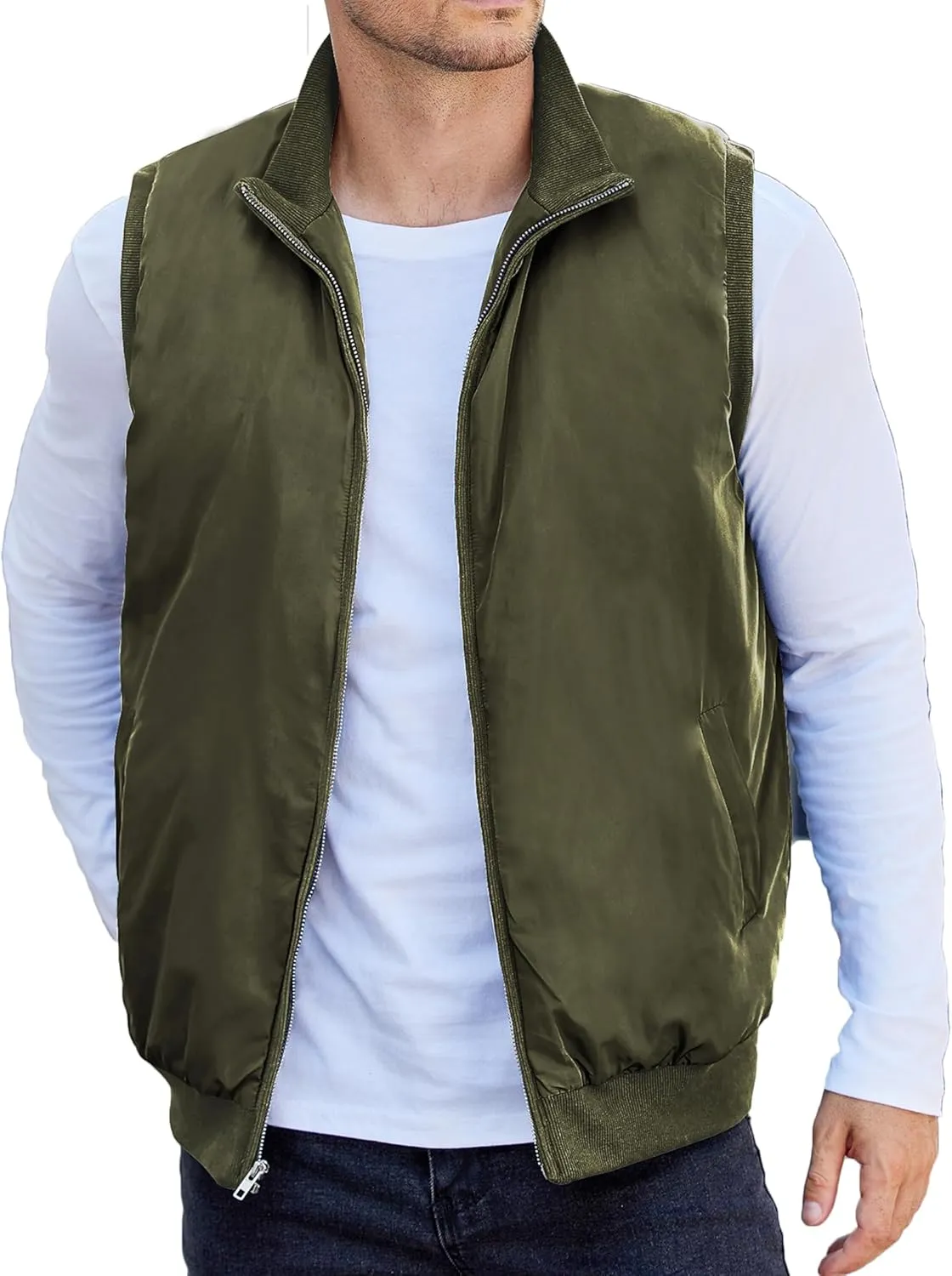 COOFANDY Men's Casual Outerwear Vests Padded Sleeveless Jacket Winter Outdoor Warm with Pockets
