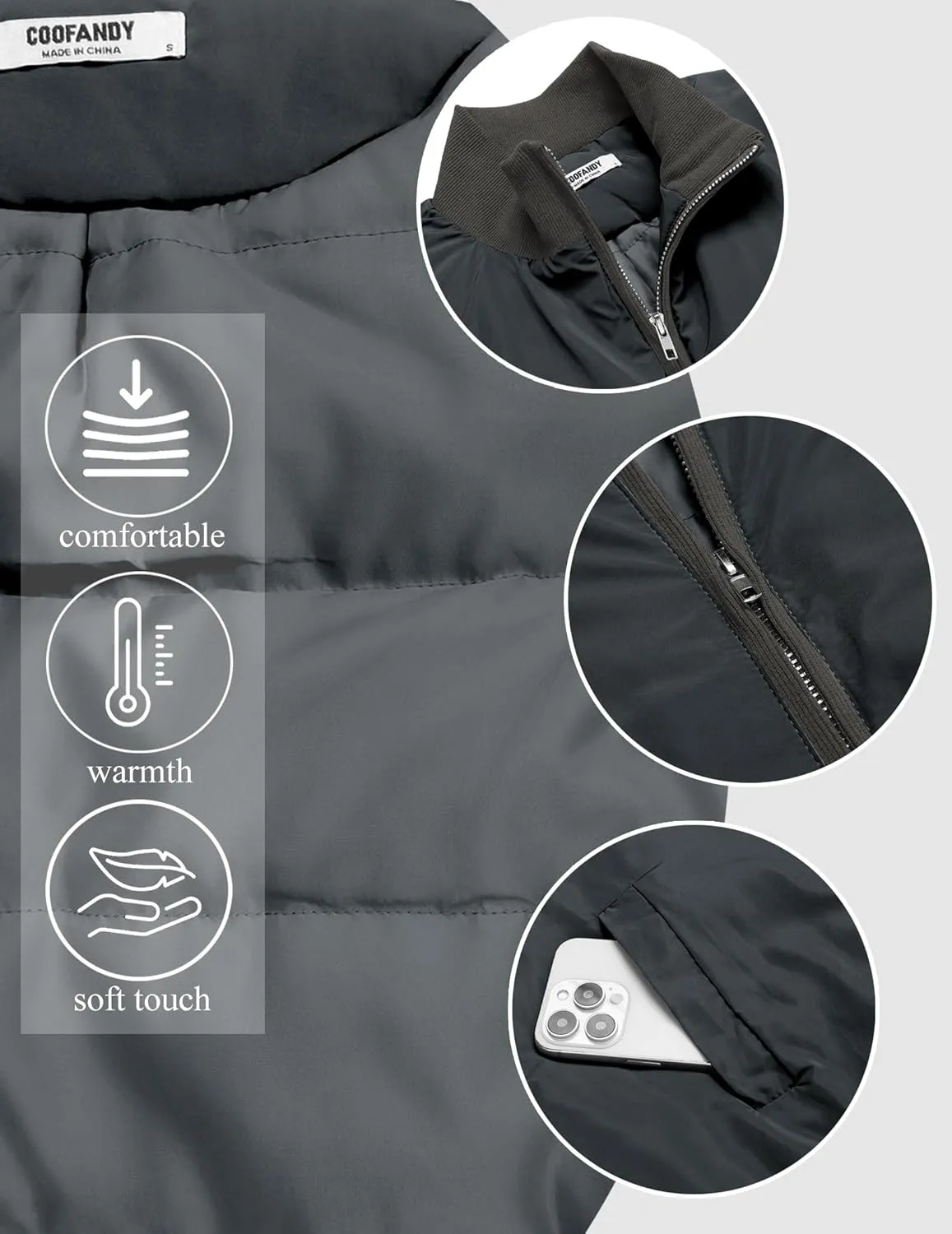 COOFANDY Men's Casual Outerwear Vests Padded Sleeveless Jacket Winter Outdoor Warm with Pockets