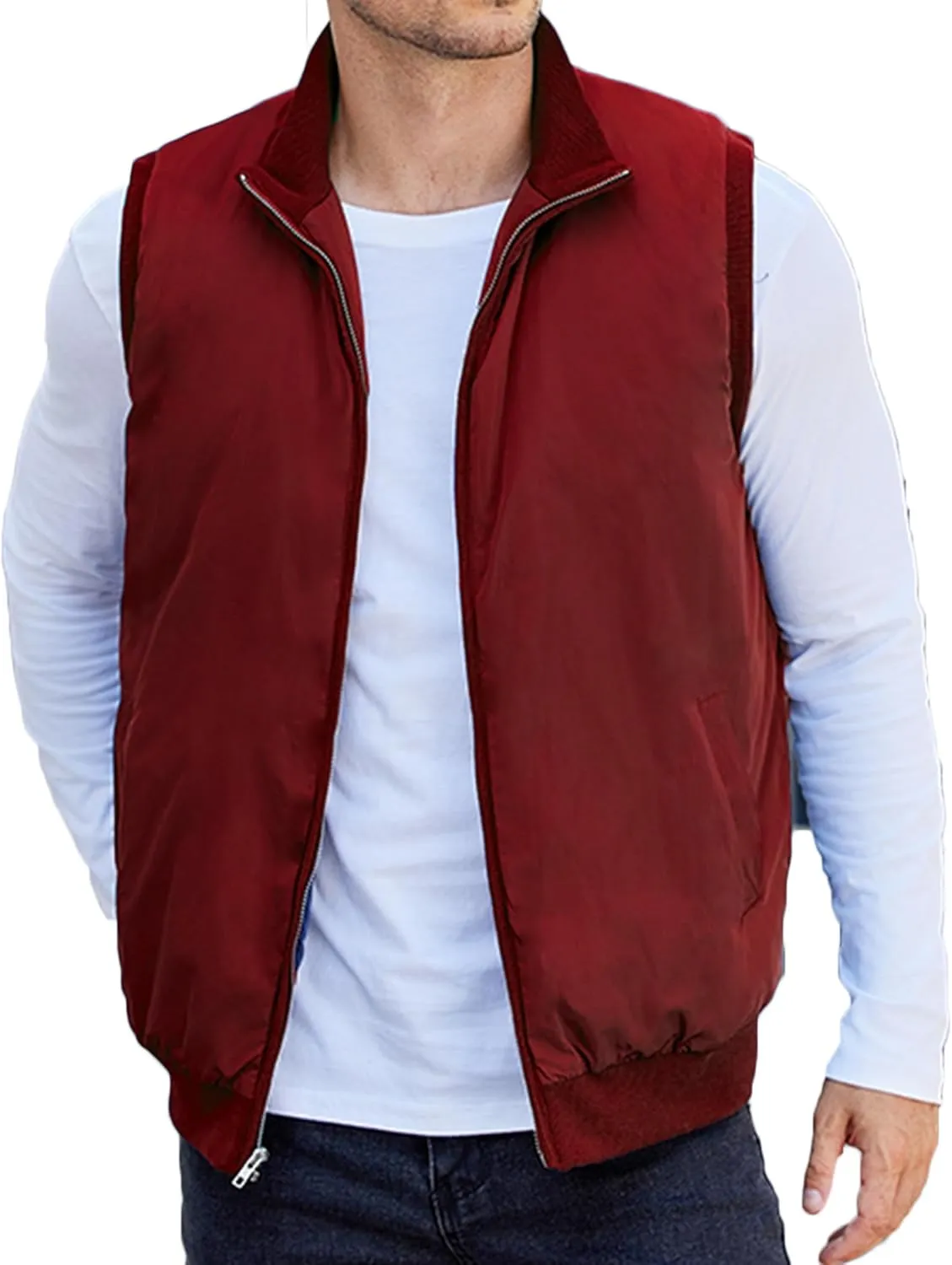 COOFANDY Men's Casual Outerwear Vests Padded Sleeveless Jacket Winter Outdoor Warm with Pockets