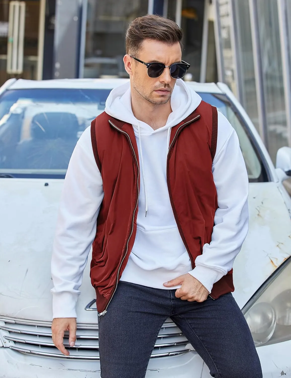 COOFANDY Men's Casual Outerwear Vests Padded Sleeveless Jacket Winter Outdoor Warm with Pockets