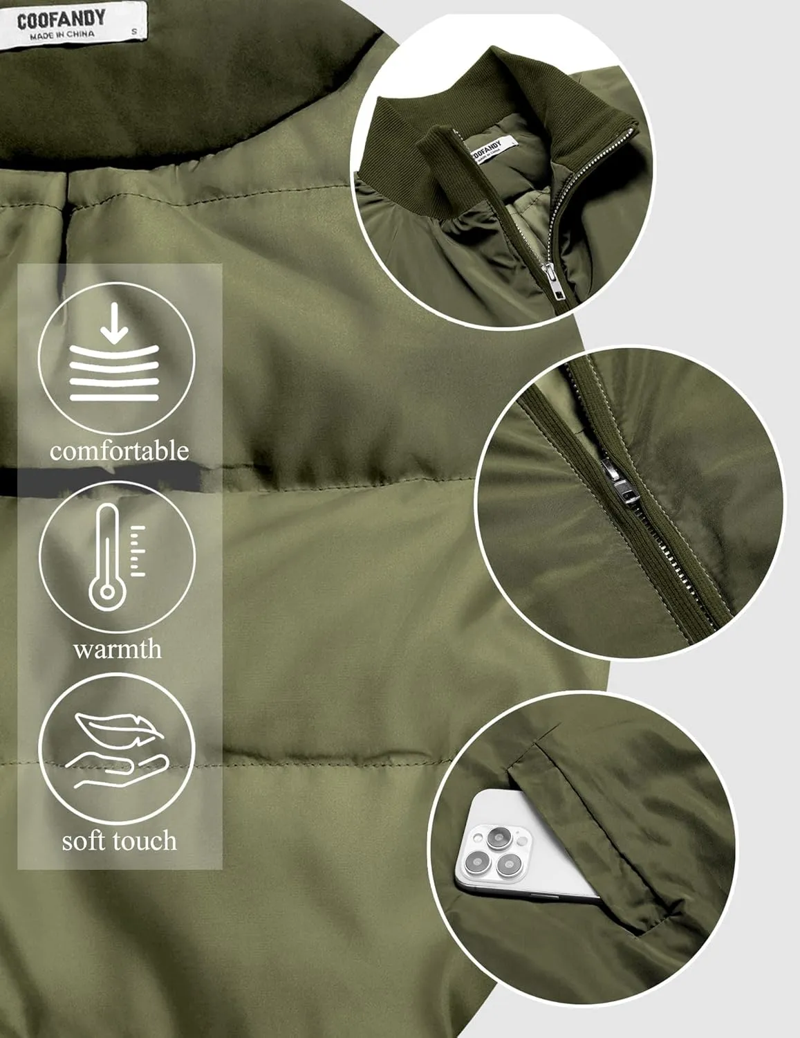 COOFANDY Men's Casual Outerwear Vests Padded Sleeveless Jacket Winter Outdoor Warm with Pockets