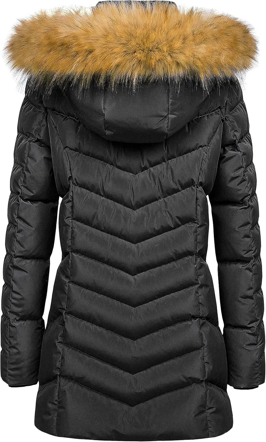 CREATMO US Women's Winter Hooded Coat Waterproof Warm Long Puffer Jacket Parka
