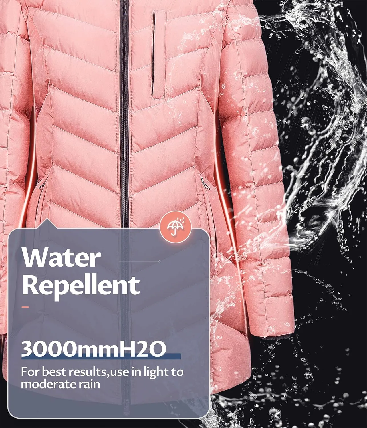 CREATMO US Women's Winter Hooded Coat Waterproof Warm Long Puffer Jacket Parka