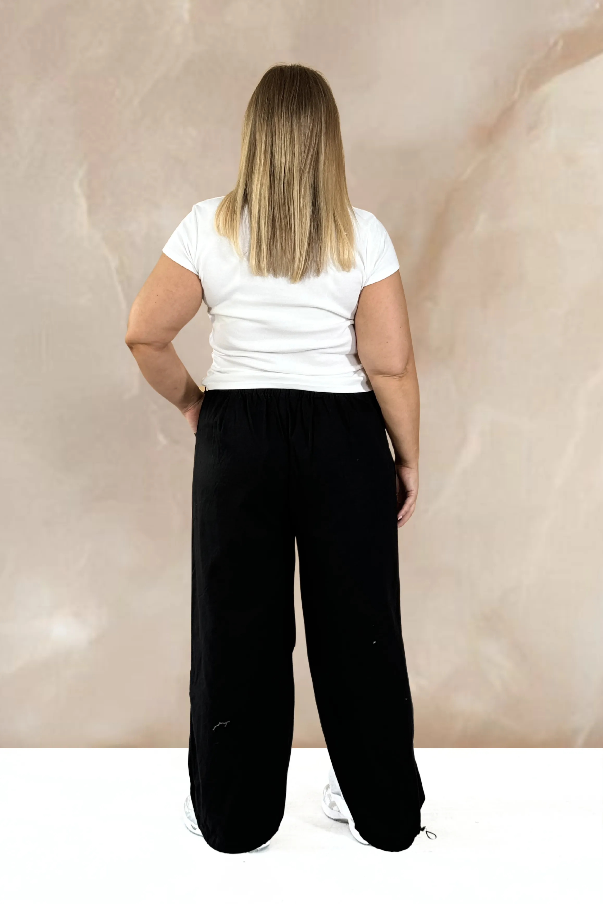 Curve woven loose fit cargo trousers in black