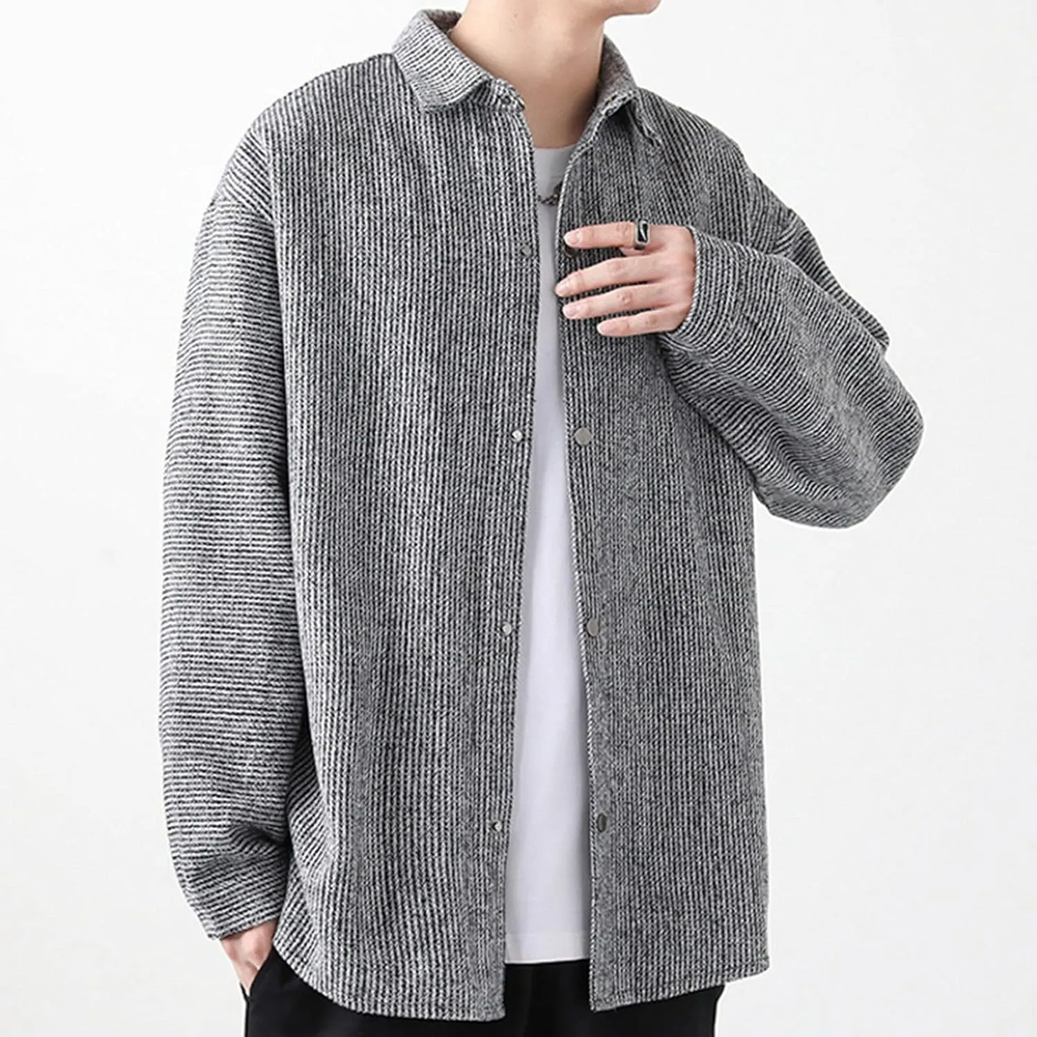 DGHM-JLMY Male Lamb Wool Warm Cotton-Padded Jacket Coats Hip Hop Warm Male Parkas Winter Loose Zipper Padded Jacket
