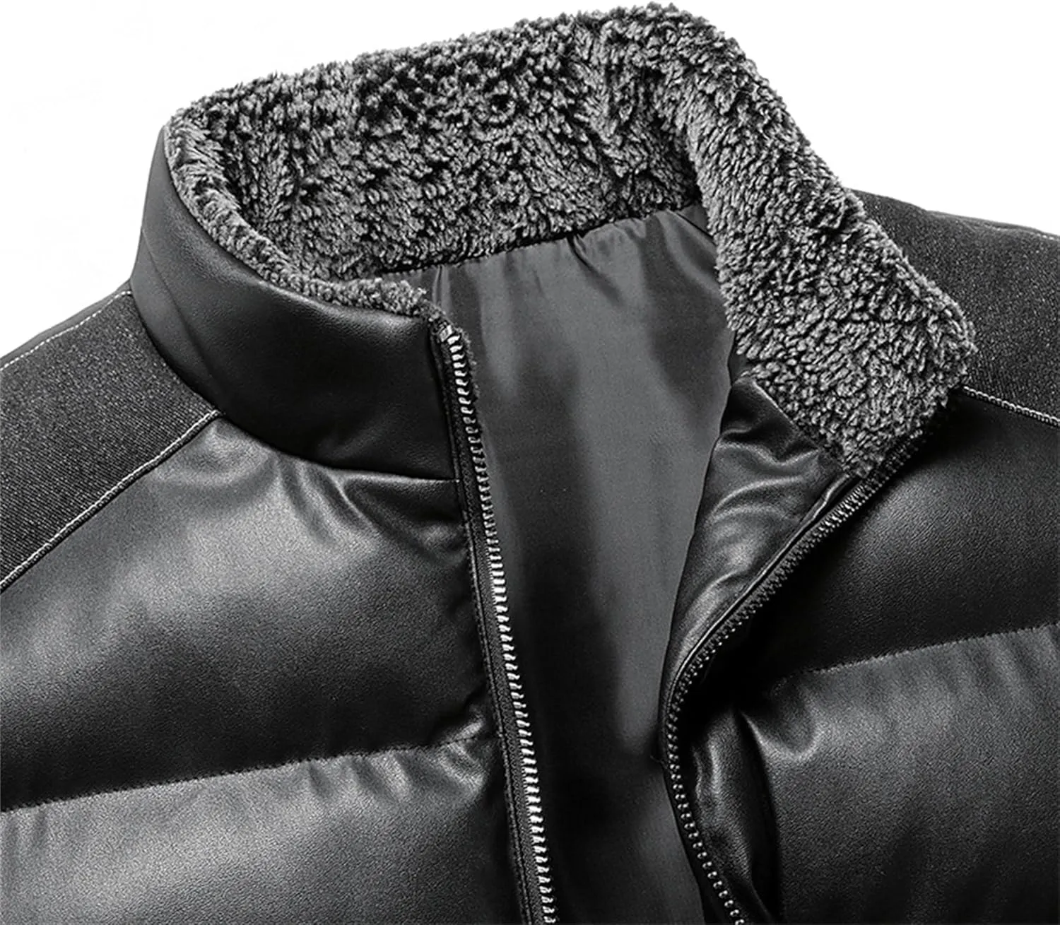 DGHM-JLMY Men Bright Patch Pocket Winter Warm Vest Shiny Cotton Padded Sleeveless Coat Metallic Solid Warm Thicken Waistcoat