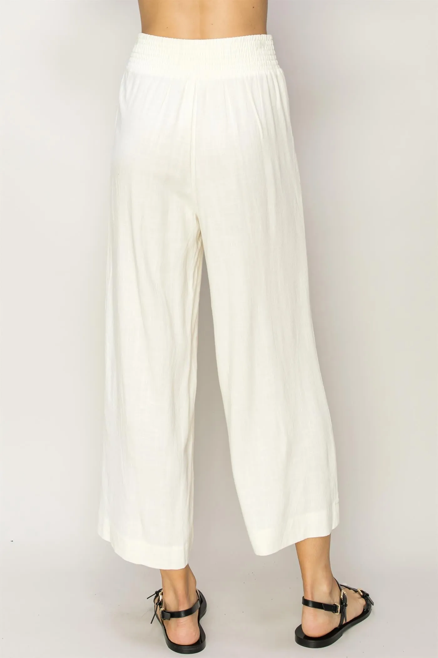 DZ24A879-Wide Linen High Waist Wide Leg Trousers