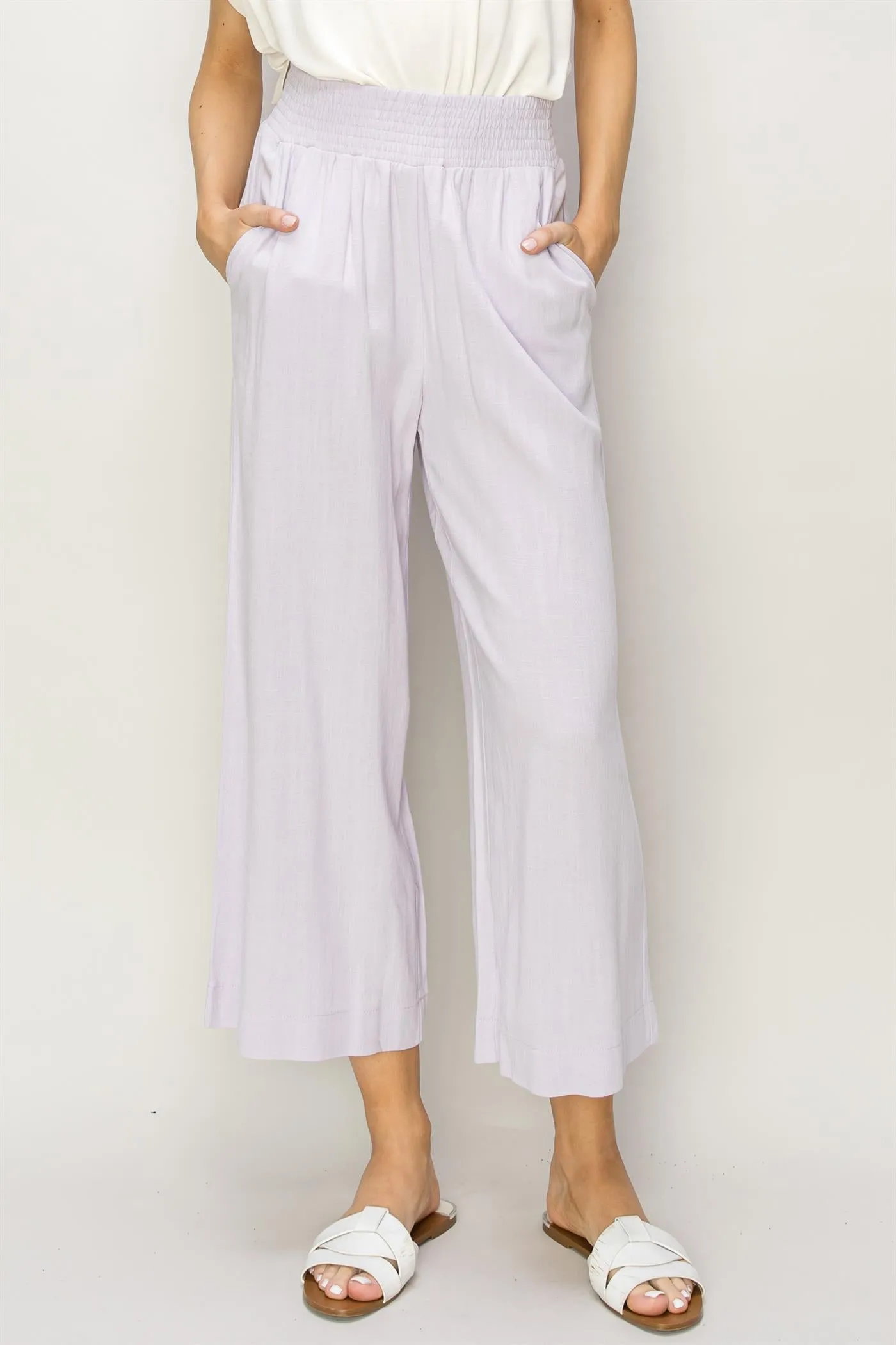 DZ24A879-Wide Linen High Waist Wide Leg Trousers