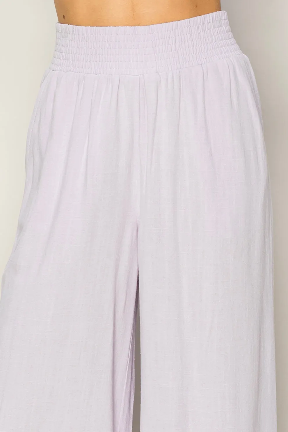 DZ24A879-Wide Linen High Waist Wide Leg Trousers