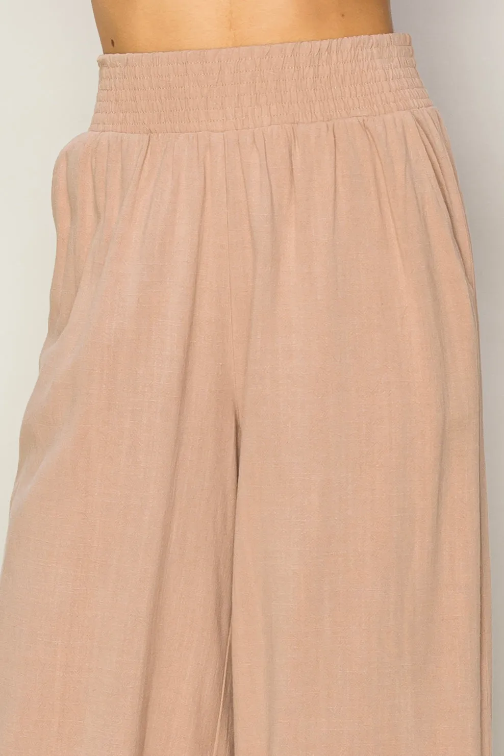 DZ24A879-Wide Linen High Waist Wide Leg Trousers