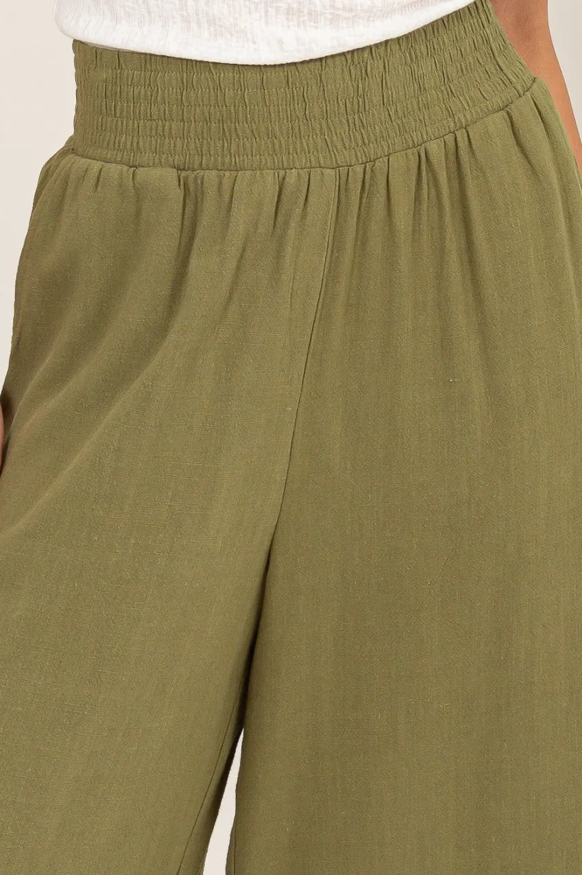 DZ24A879-Wide Linen High Waist Wide Leg Trousers