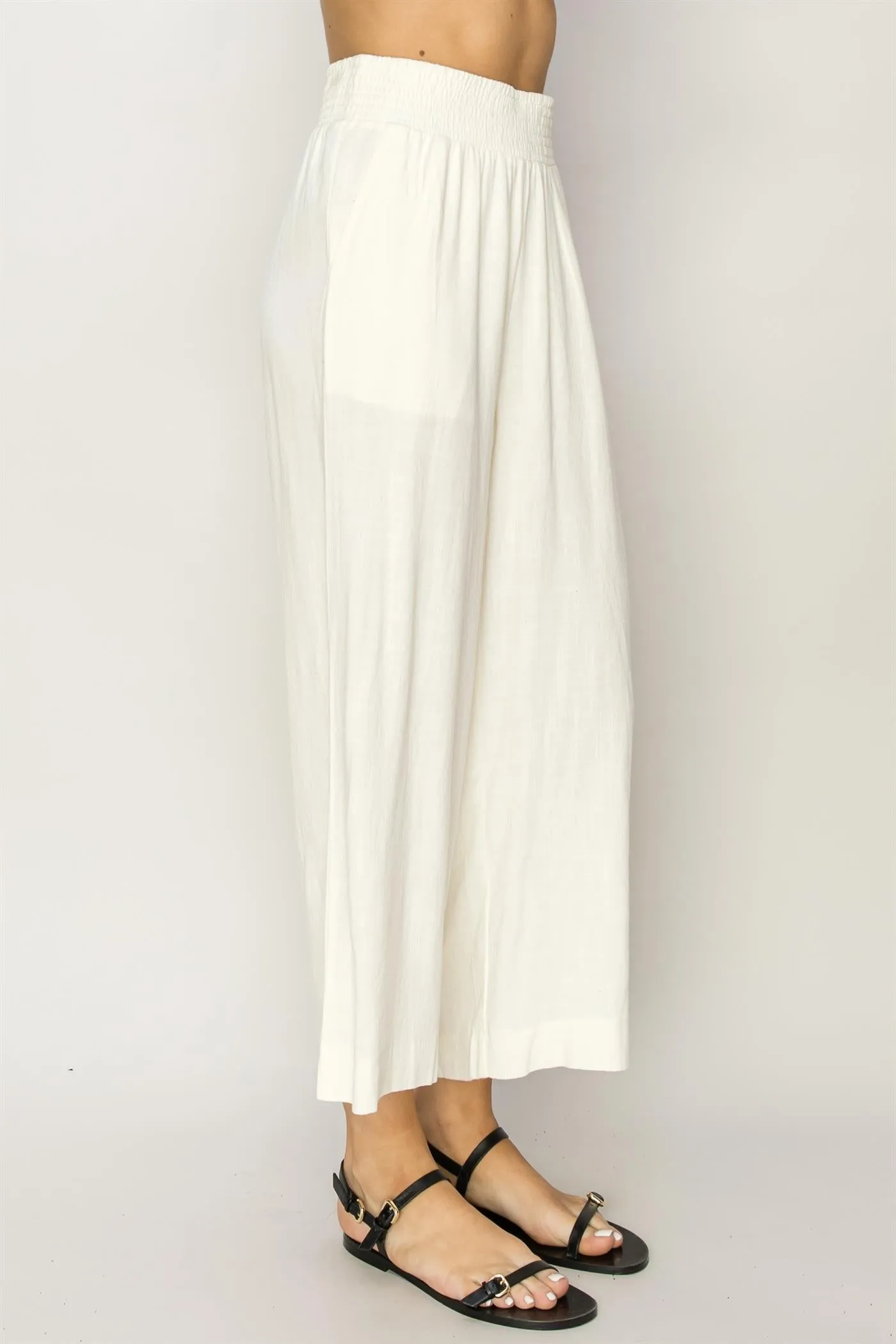 DZ24A879-Wide Linen High Waist Wide Leg Trousers
