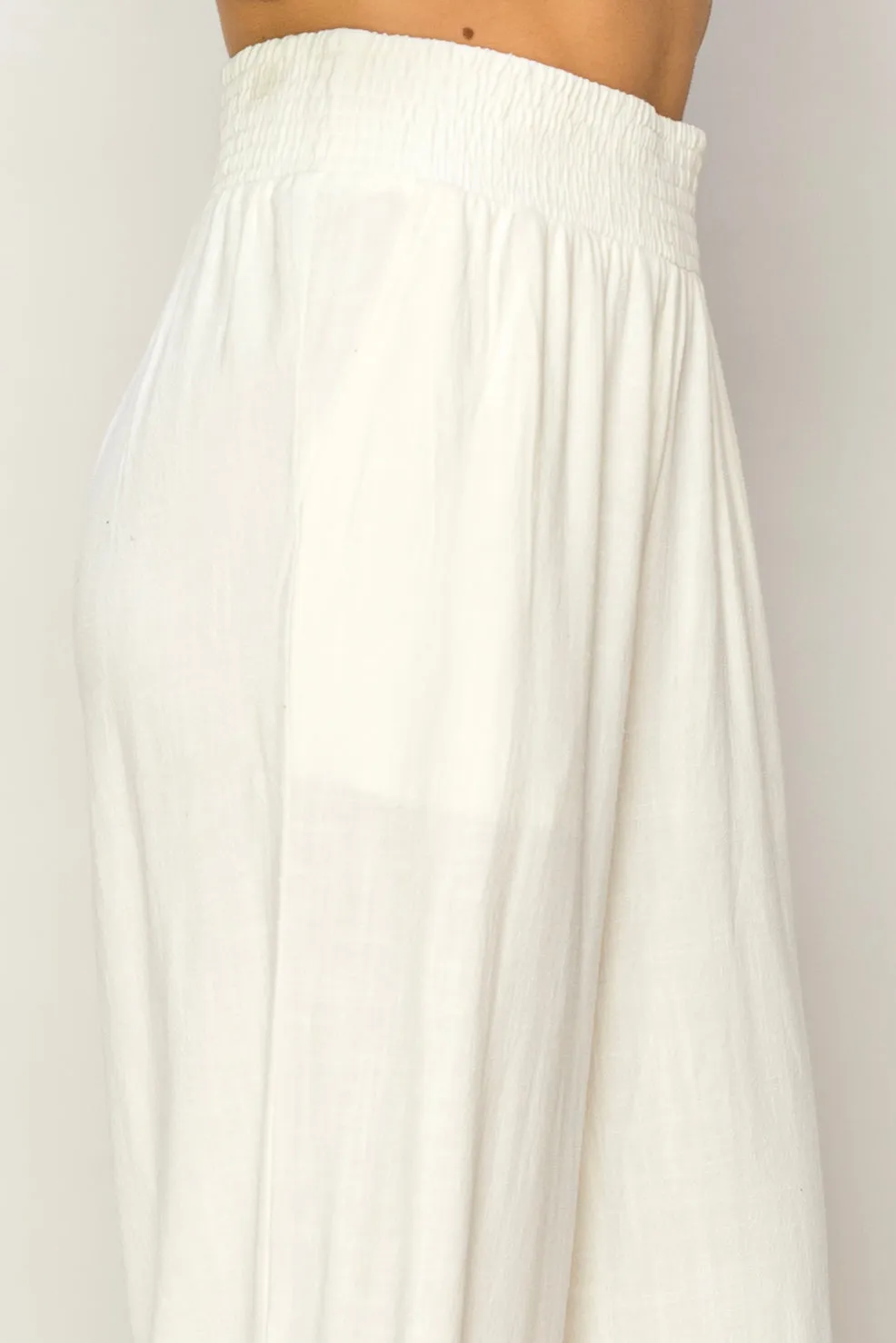 DZ24A879-Wide Linen High Waist Wide Leg Trousers