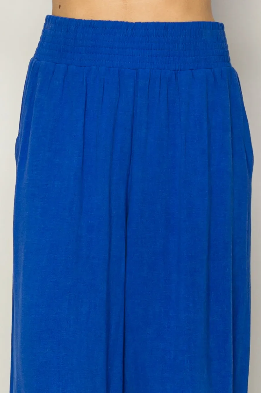 DZ24A879-Wide Linen High Waist Wide Leg Trousers