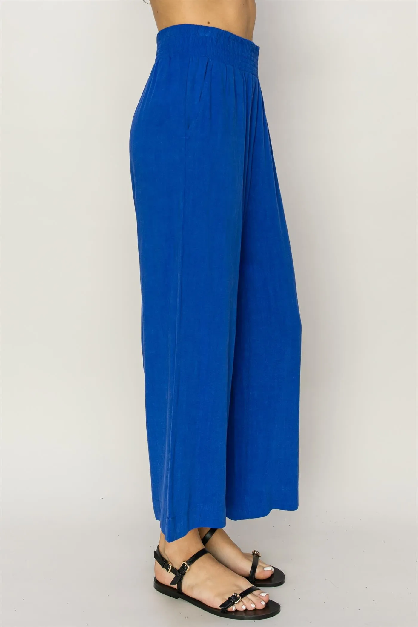DZ24A879-Wide Linen High Waist Wide Leg Trousers