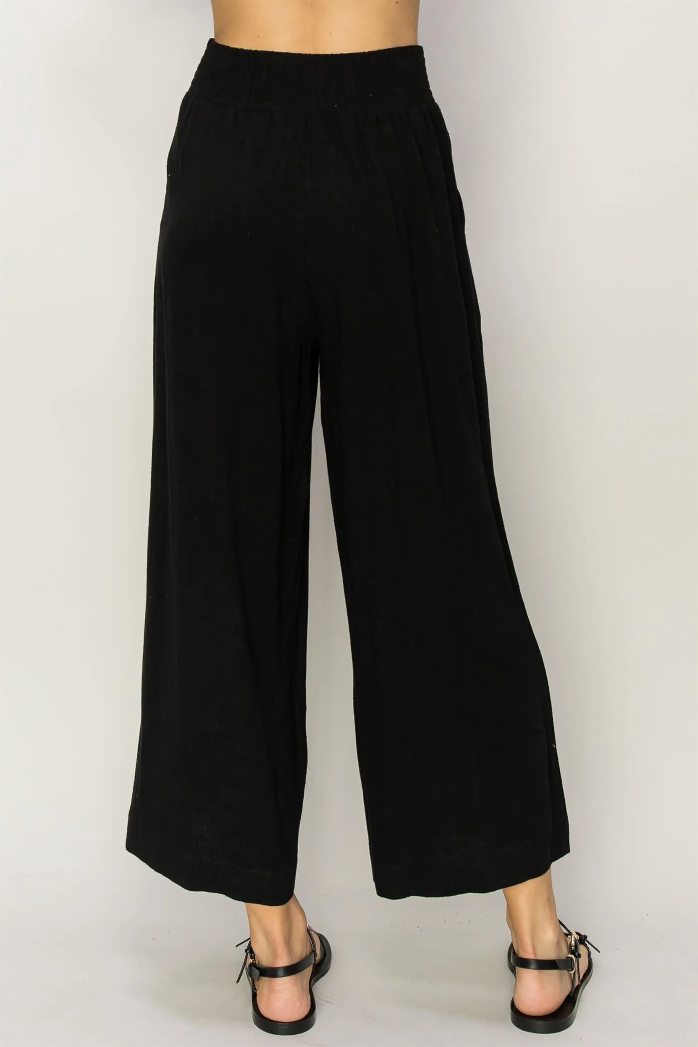 DZ24A879-Wide Linen High Waist Wide Leg Trousers