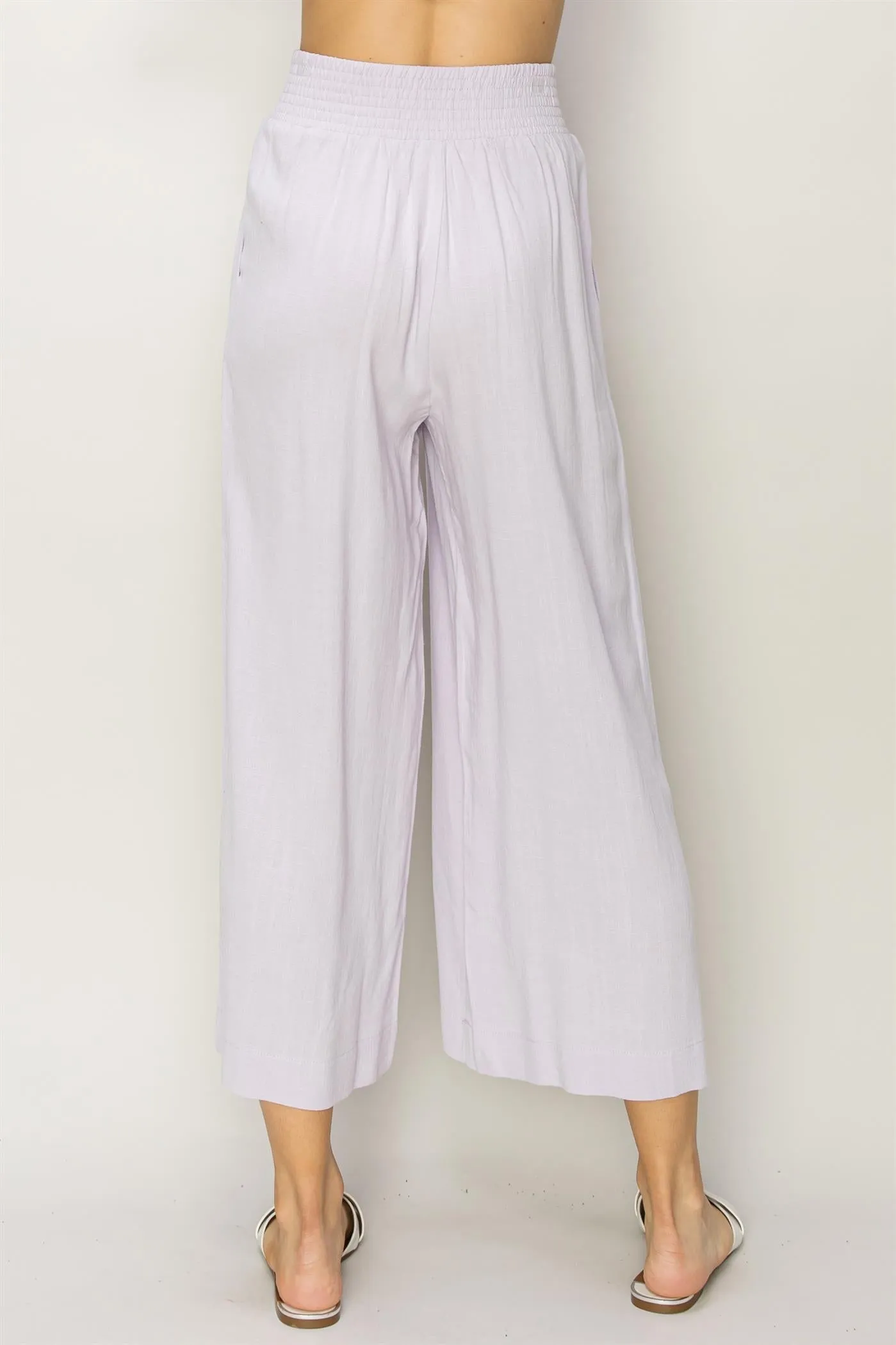 DZ24A879-Wide Linen High Waist Wide Leg Trousers