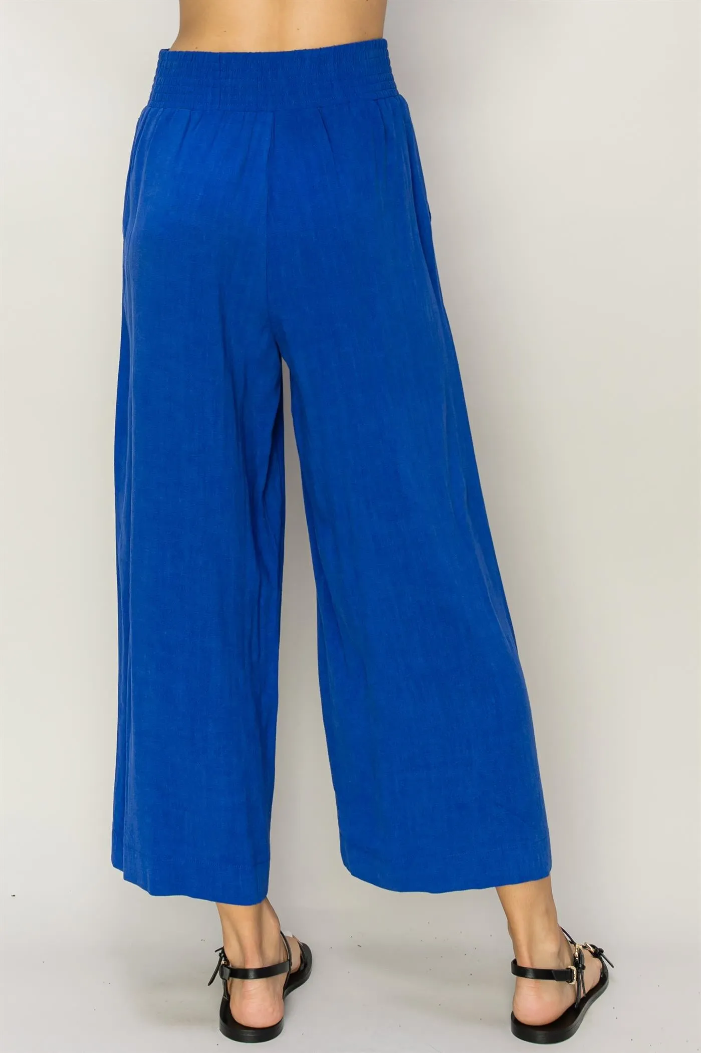 DZ24A879-Wide Linen High Waist Wide Leg Trousers