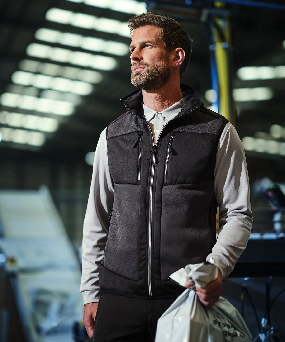 E-Volve unisex knit-effect stretch bodywarmer | Mineral Grey/Ash