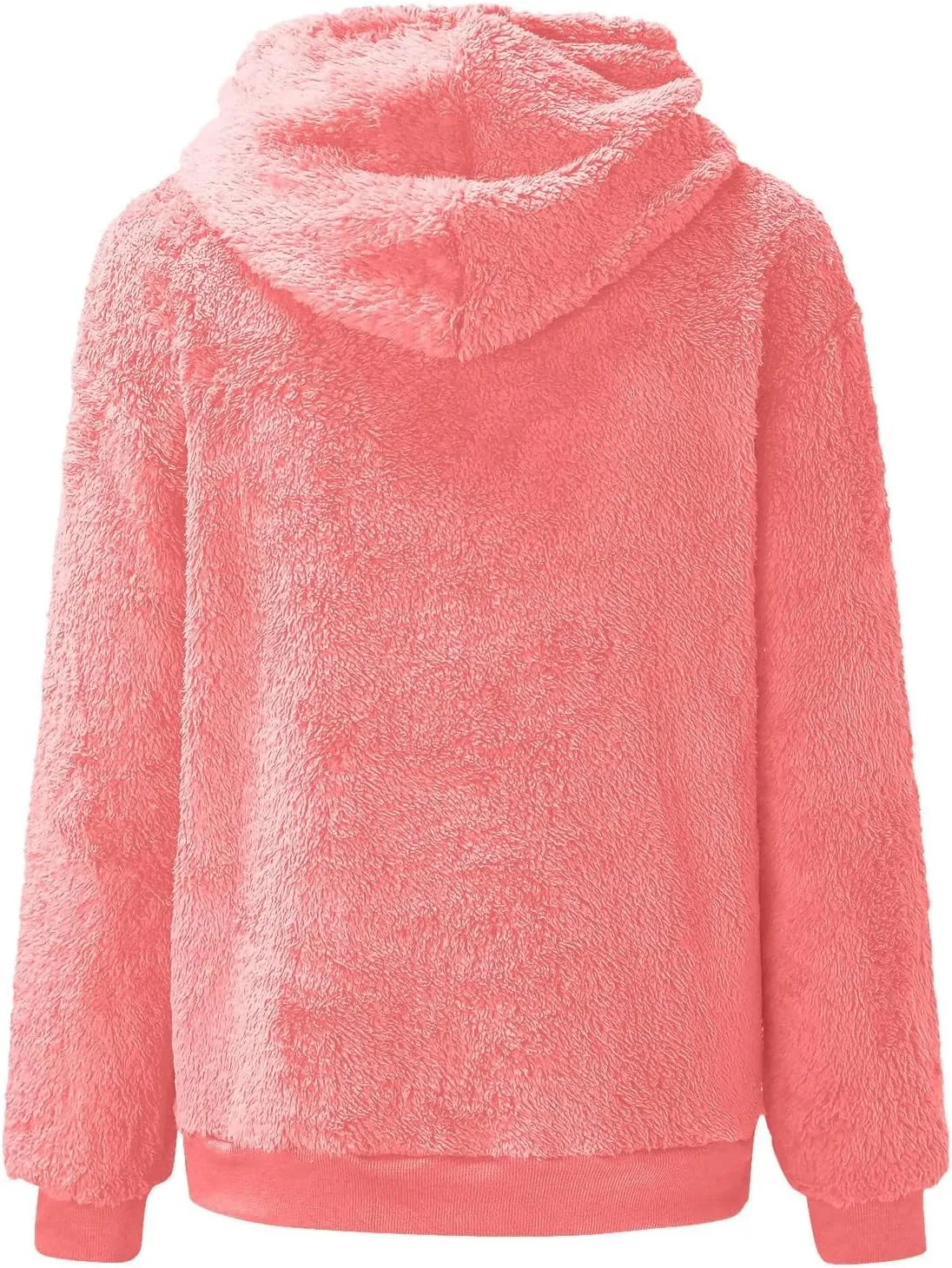 Fuzzy Hoodies for Women Half Zip Sherpa Fleece Oversized Hooded Sweatshirt Quarter Zip Pullover with Pockets