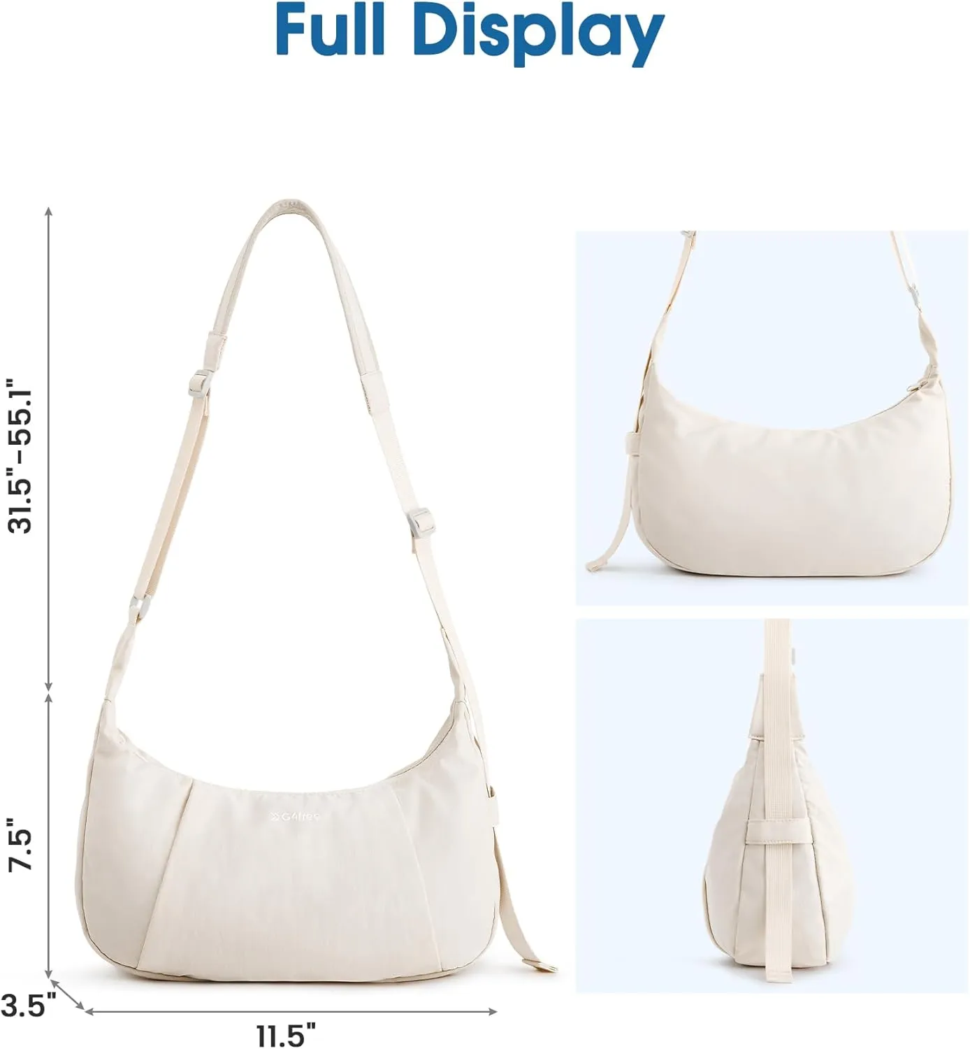 G4Free Crossbody Bag for Women, Casual Hobo Bag Lightweight Shoulder Handbag Fashionable Nylon Crescent Purse