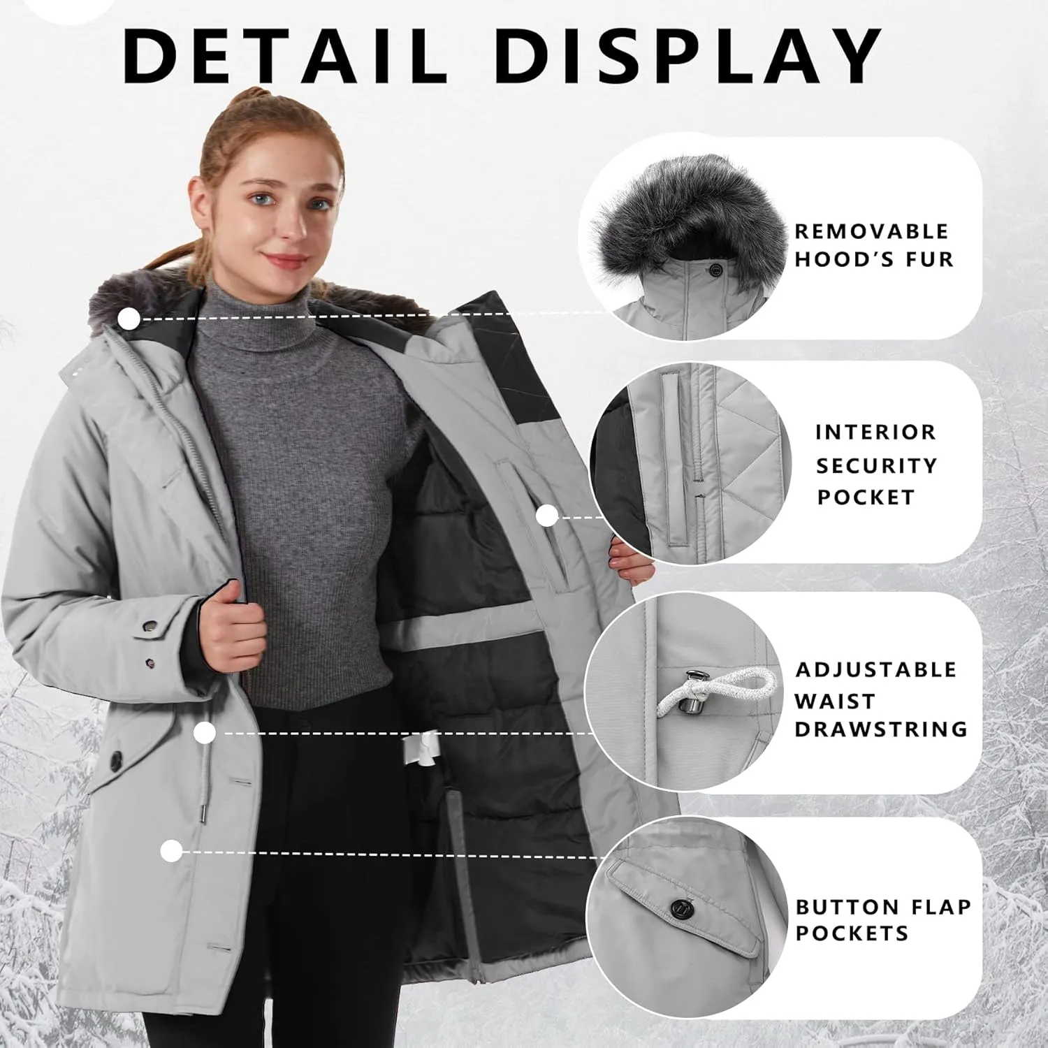 GGleaf Women's Winter Thicken Jacket Quilted Coat Puffer Parka with Faux Fur Trim Hood