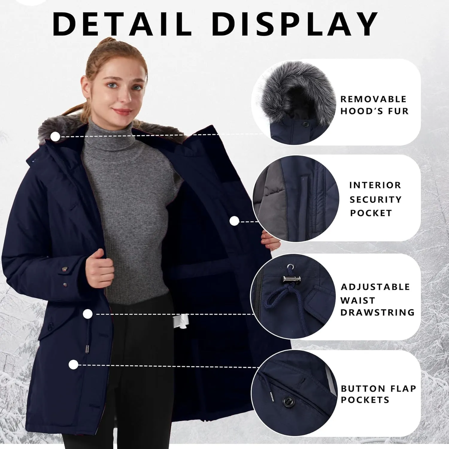 GGleaf Women's Winter Thicken Jacket Quilted Coat Puffer Parka with Faux Fur Trim Hood