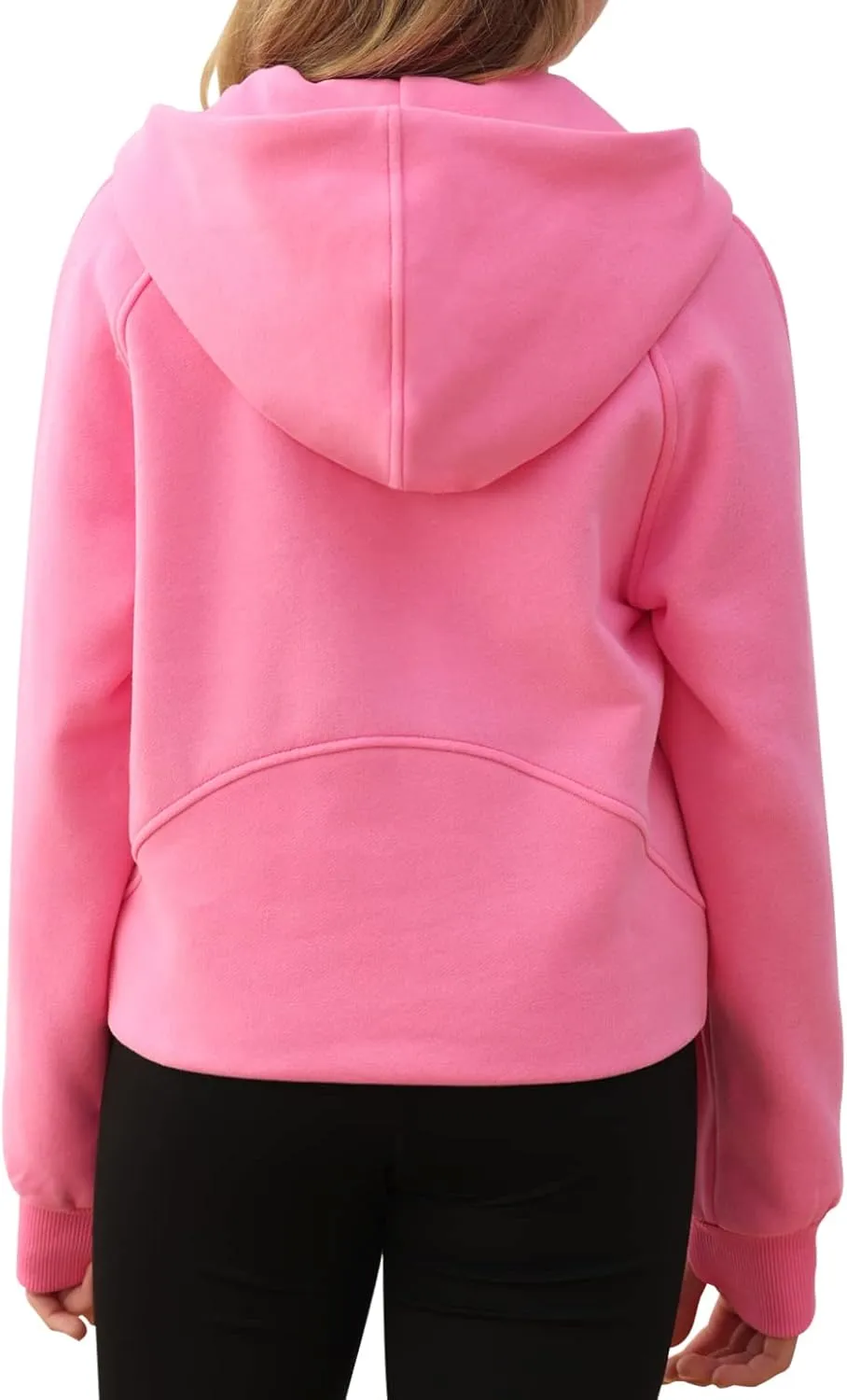Girls Half Ziper Collar Cropped Hoodies Long Sleeve Fleece Zip Up Pullover Sweatshirts