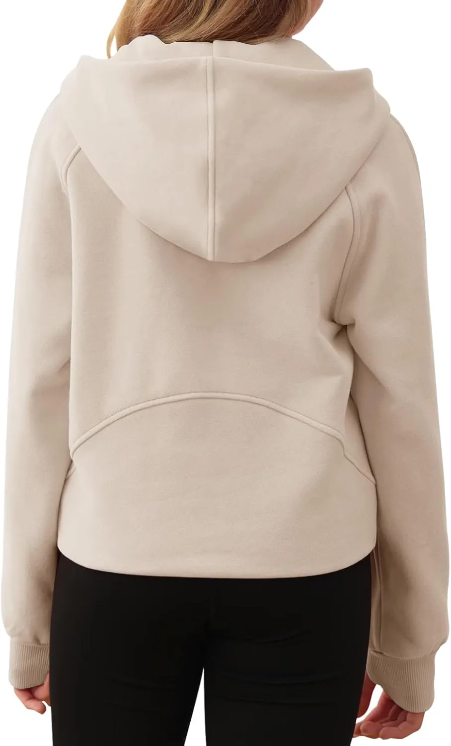 Girls Half Ziper Collar Cropped Hoodies Long Sleeve Fleece Zip Up Pullover Sweatshirts