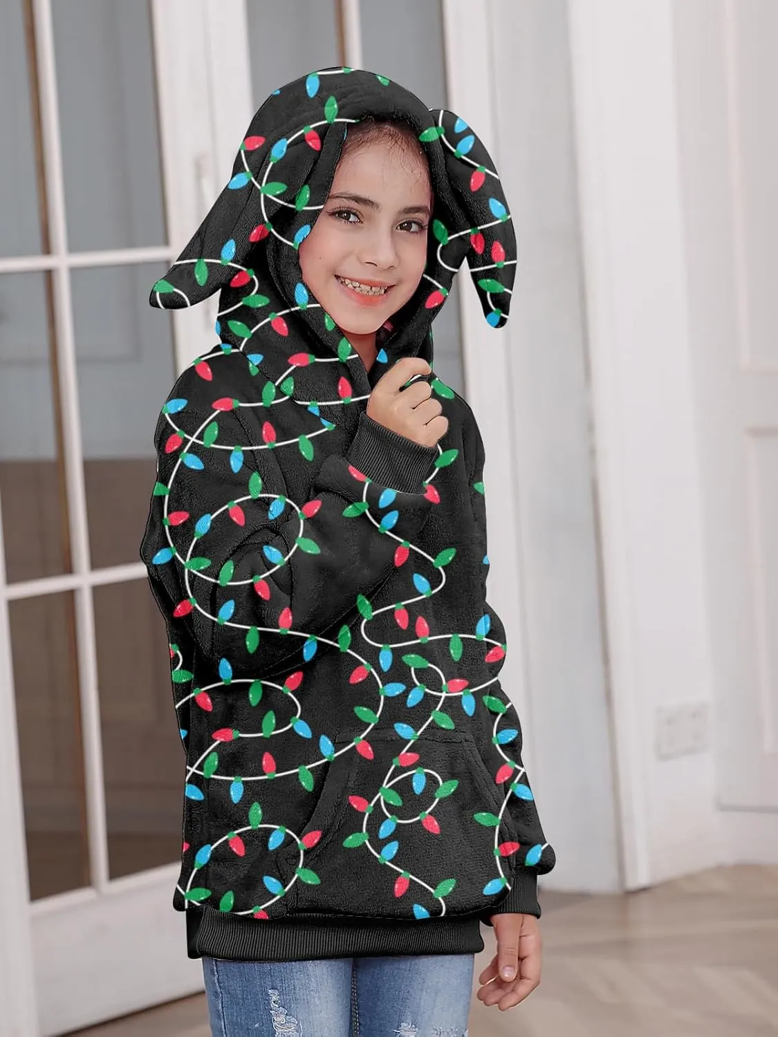 Goodstoworld Girls Fuzzy Fleece Bunny Ear Hoodies Casual Pullover Winter Warm Sweatshirt with Pockets