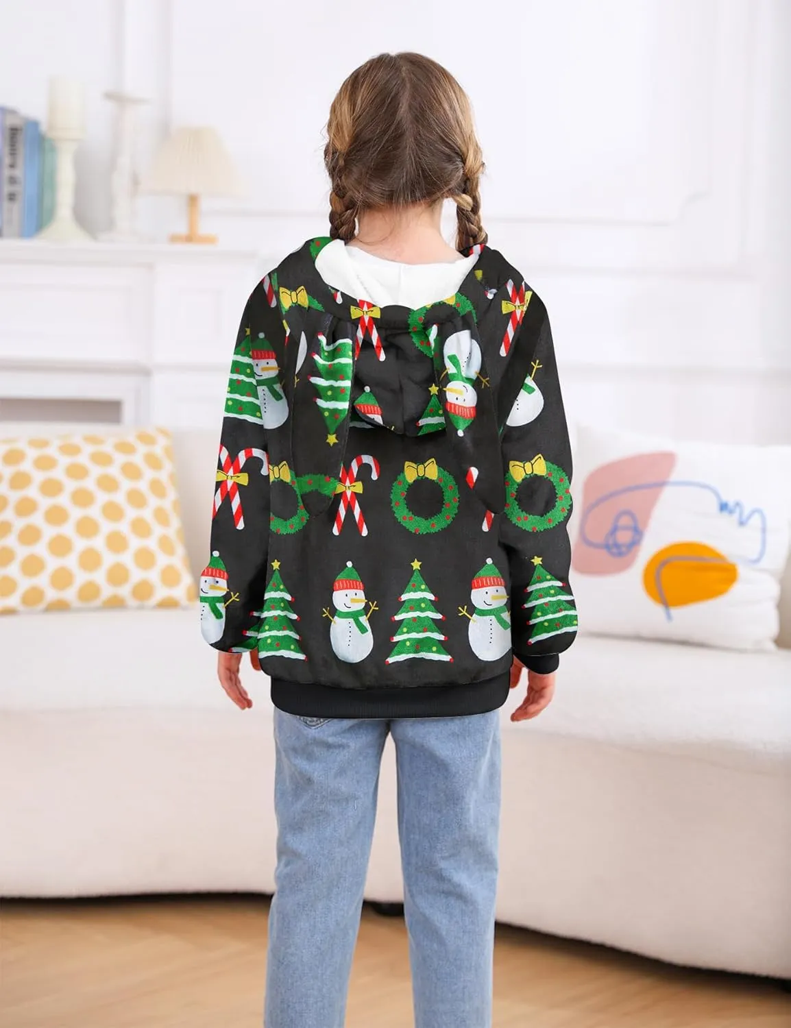 Goodstoworld Girls Fuzzy Fleece Bunny Ear Hoodies Casual Pullover Winter Warm Sweatshirt with Pockets