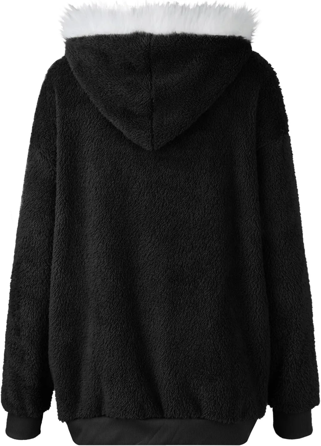 Gumipy Womens Fleece Zip Up Jacket Fuzzy Drawstring Sherpa Jacket Coat with Hood Plus Size Long Sleeve Hoodies with Pockets