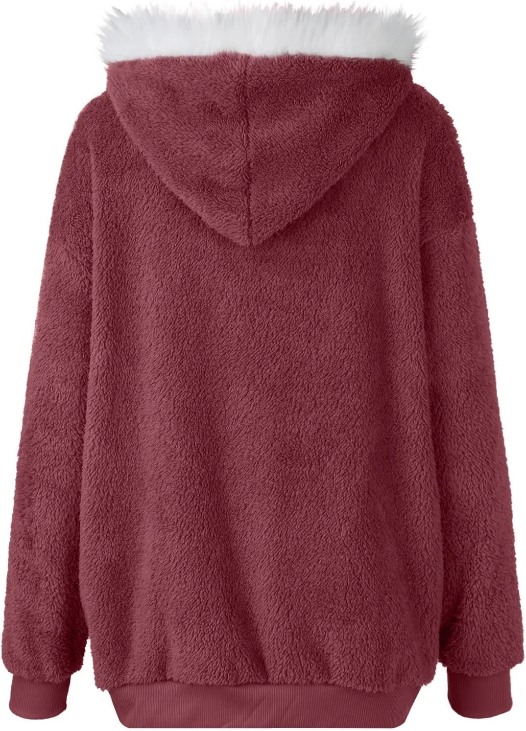 Gumipy Womens Fleece Zip Up Jacket Fuzzy Drawstring Sherpa Jacket Coat with Hood Plus Size Long Sleeve Hoodies with Pockets