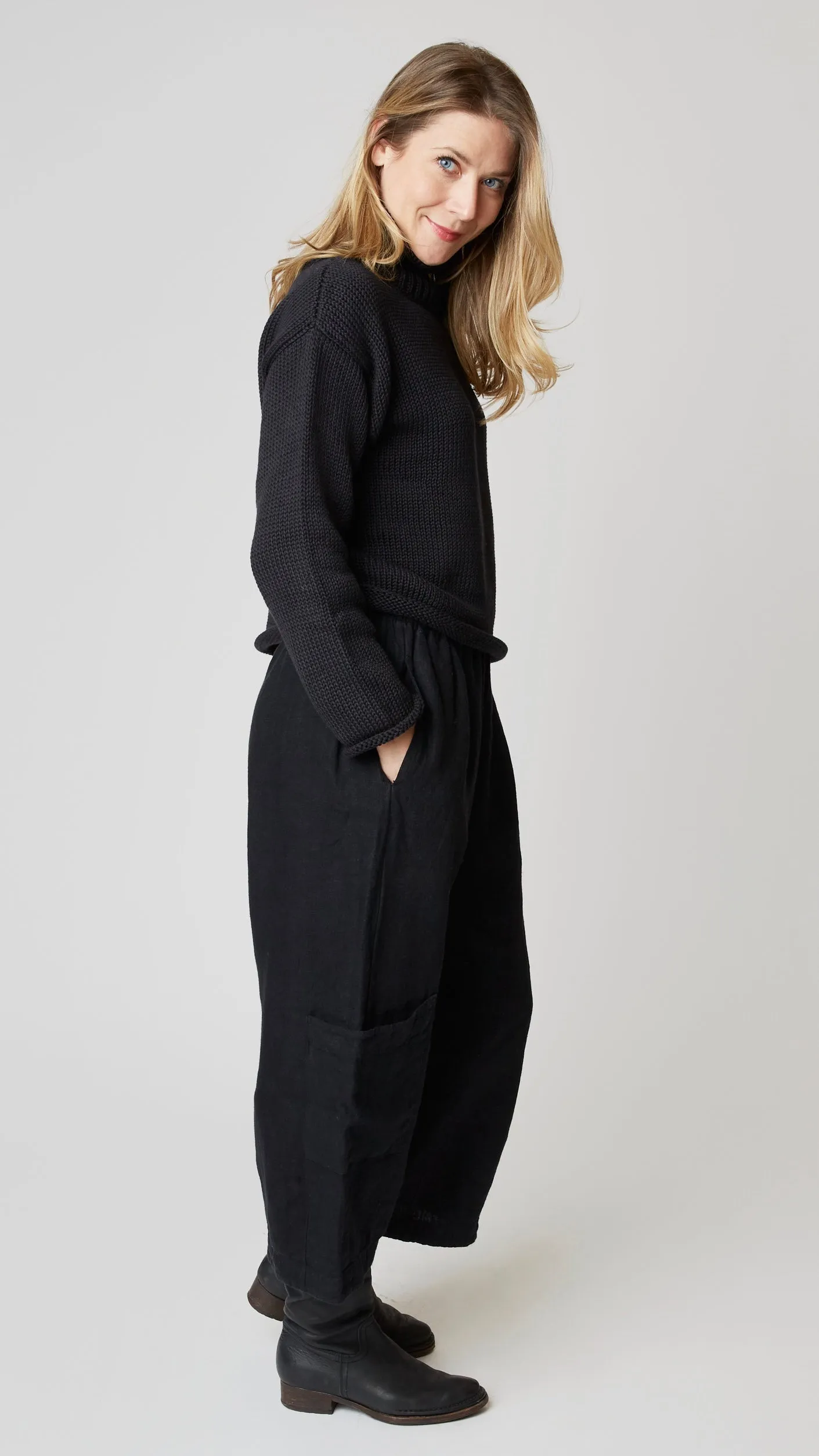 Hand Knit Cotton Turtleneck Sweater - Salma