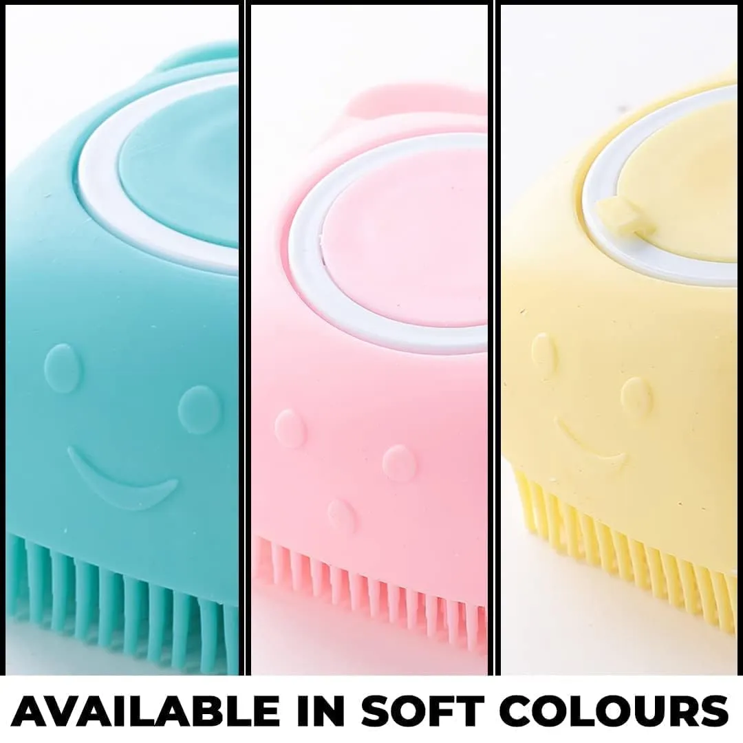 Homestic Pack of 6 Dog Brush With Shampoo Container|Cat & Dog Bath Brush For Bathing|Exfoliating|Scrubbing|Massaging & Relaxing|Soft Silicone|Suitable For All Pets|PT230B|Blue
