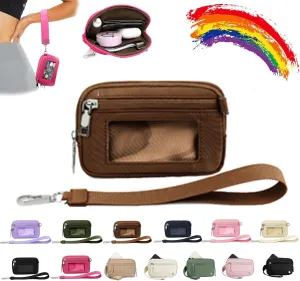 Iris' Pouch Wristlet Rainbow Wallet, Women's Waterproof Nylon Keychain Wallet (A5)