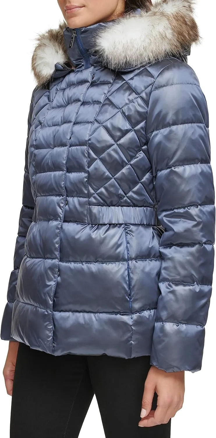 Kenneth Cole Women's Faux Fur Puffer Jacket