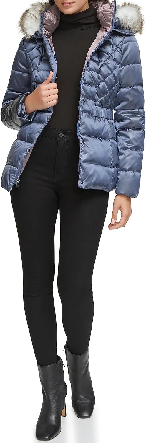 Kenneth Cole Women's Faux Fur Puffer Jacket